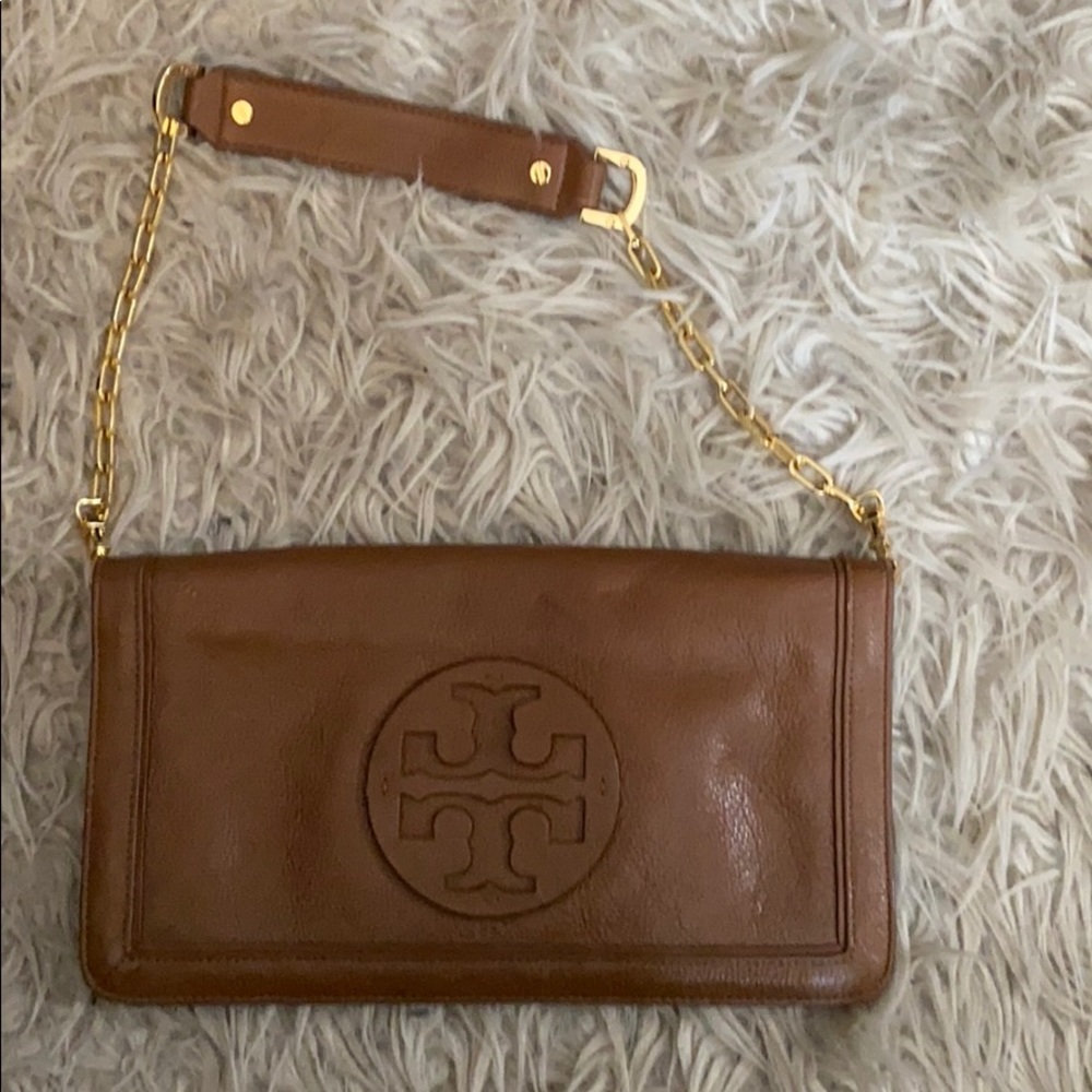 Tory Burch cognac clutch